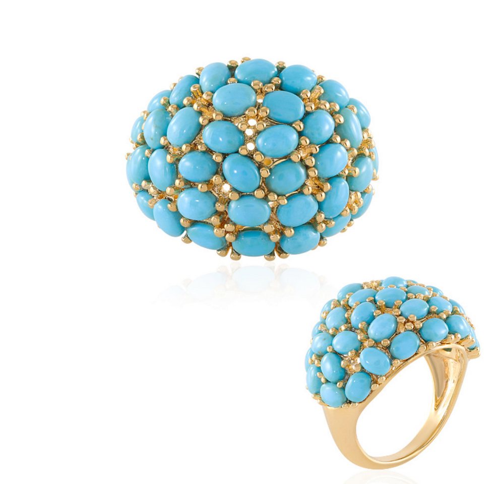 Cavill Silberring Cavill Silberring mit 5,86 ct Sleeping Beauty Türkis, Goldplattiert (1-tlg) von Cavill