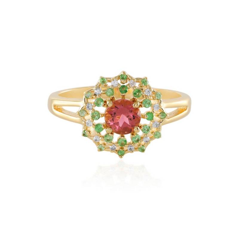 Cavill Silberring Cavill Ring Sterlingsilber vergoldet 0,47 ct rosa Turmalin & Tsavorit (1-tlg) von Cavill