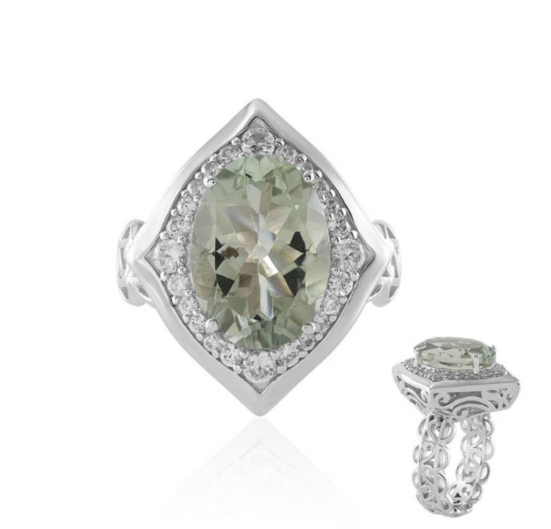 Cavill Silberring Cavill Grüner Amethyst 4,41 ct Ring 24 Zirkone Sterlingsilber Damen (1-tlg) von Cavill