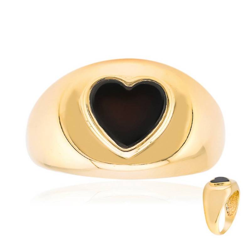 Cavill Silberring Cavill Ring aus vergoldetem 925er Silber mit 0,225 ct Herz-Onyx (1-tlg) von Cavill