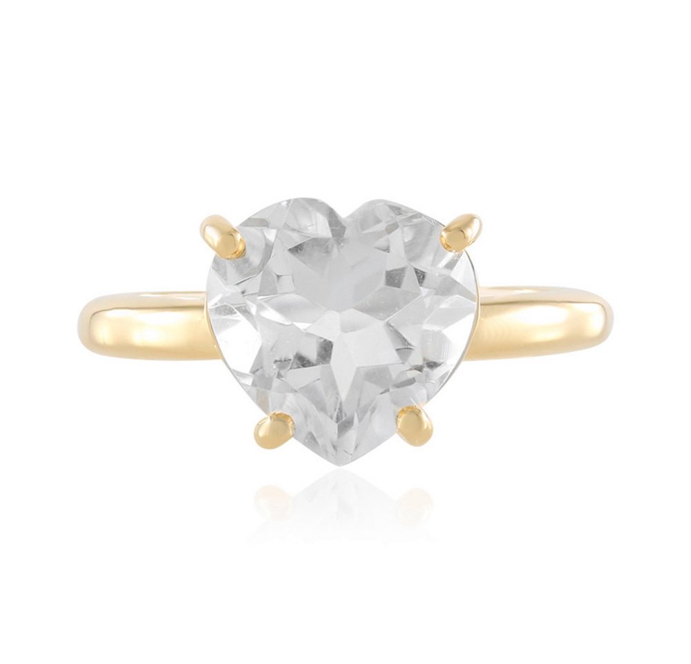 Cavill Silberring Cavill Weißer Quarz Ring 2,74 ct Herzschliff, vergoldet, 925 Silber (1-tlg) von Cavill