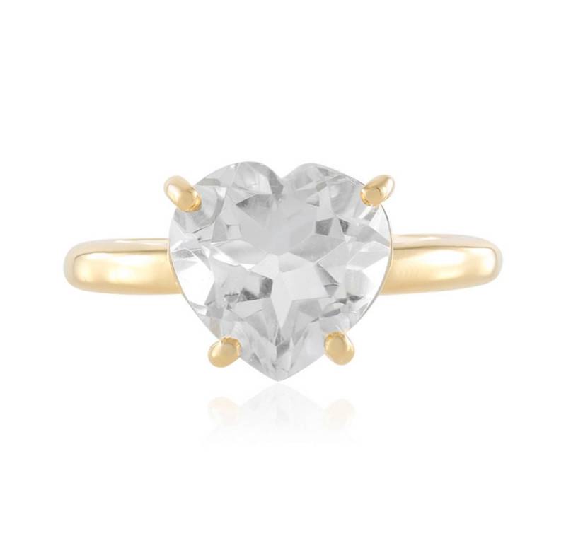 Cavill Silberring Cavill Weißer Quarz Ring 2,74 ct Herzschliff, vergoldet, 925 Silber (1-tlg) von Cavill