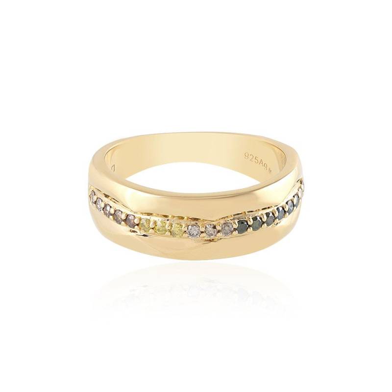 Cavill Diamantring Goldplattierter Silberring mit mehrfarbigen Diamanten, 0,234 ct (1-tlg) von Cavill