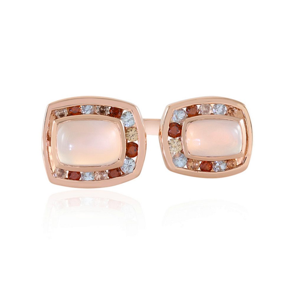 Cavill Silberring Rosévergoldeter Sterlingsilberring mit 2 Mondsteinen, 1,8 ct, Zirkone (1-tlg) von Cavill