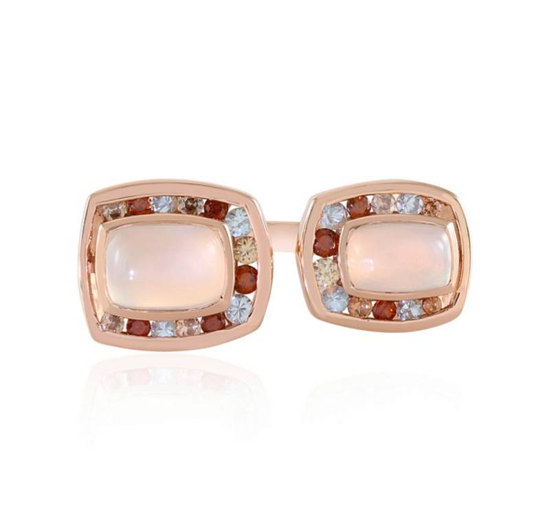 Cavill Silberring Rosévergoldeter Sterlingsilberring mit 2 Mondsteinen, 1,8 ct, Zirkone (1-tlg) von Cavill