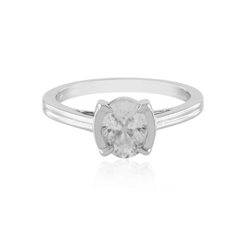 Cavill Solitärring Zirkon-Silberring 1,68 ct Ovaler Brillantschliff, 925er Platin (1-tlg) von Cavill
