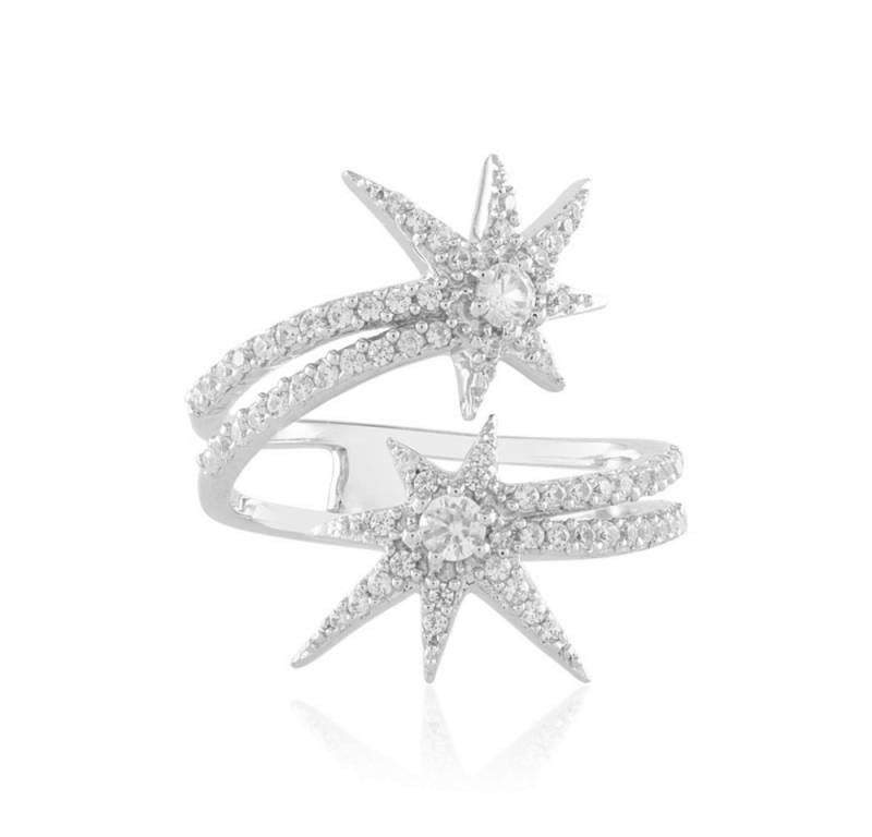 Cavill Silberring 1,18 ct Zirkon Damenring, Stern-Design, 925er platin Silber (1-tlg) von Cavill