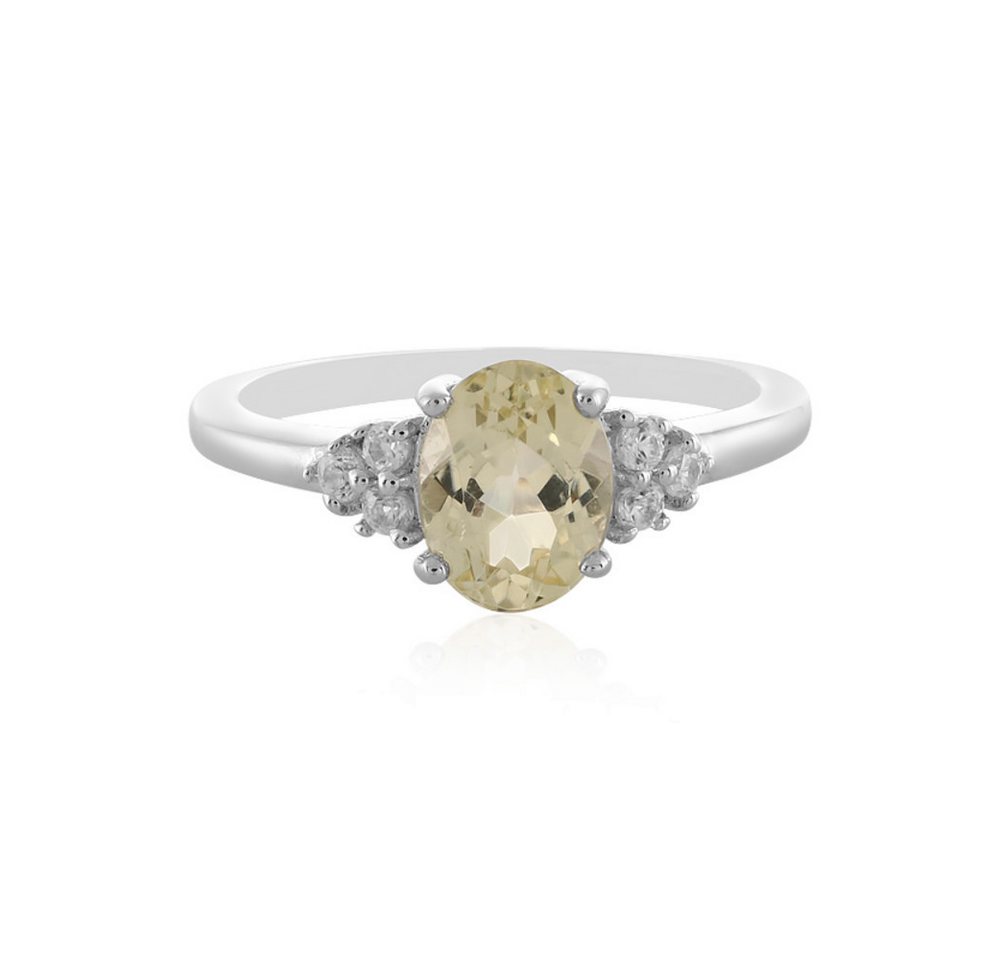 Cavill Silberring Cavill Kunzit Ring 1,43 ct, 925 Silber, 6 Zirkone 0,18 ct Gelb (1-tlg) von Cavill