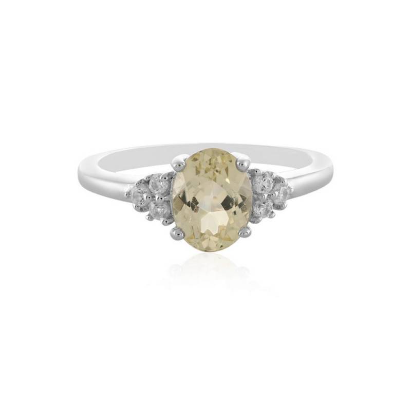 Cavill Silberring Cavill Kunzit Ring 1,43 ct, 925 Silber, 6 Zirkone 0,18 ct Gelb (1-tlg) von Cavill