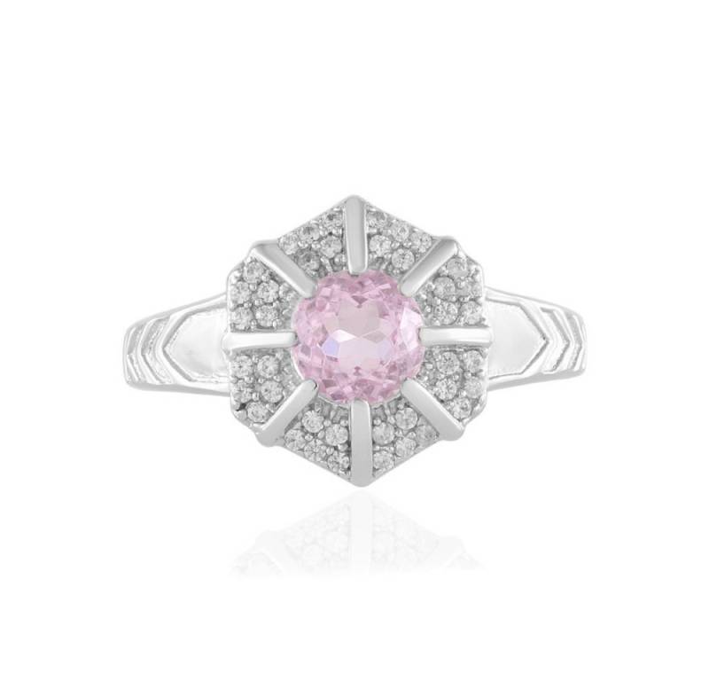 Cavill Silberring Kunzit Ring 0,96 ct Zirkone Silber platiert Blütenring rosa (1-tlg) von Cavill