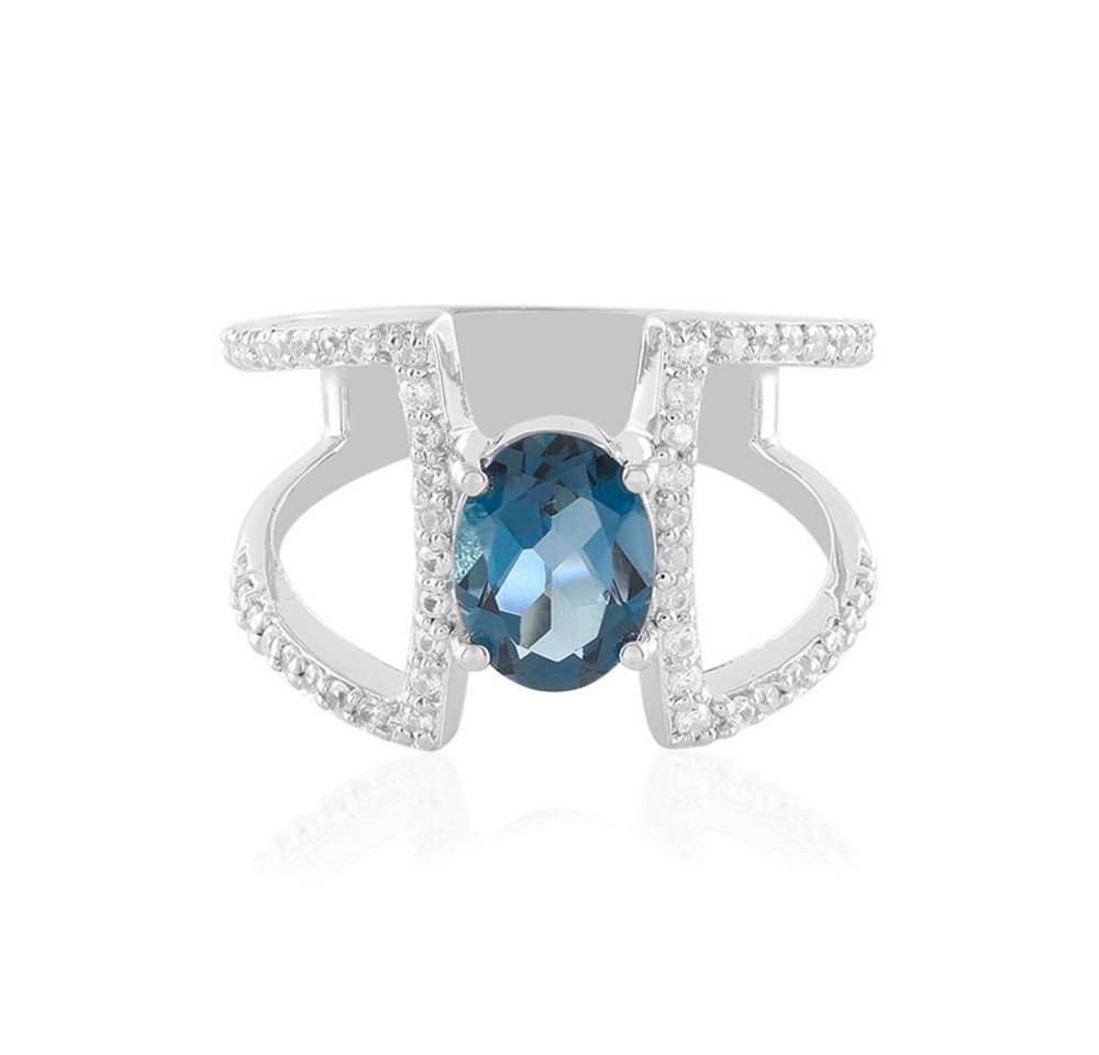 Cavill Silberring Anspruchsvoller Londoner Blautopas 925 Silber Ring, Brasilien 1,29ct (1-tlg) von Cavill
