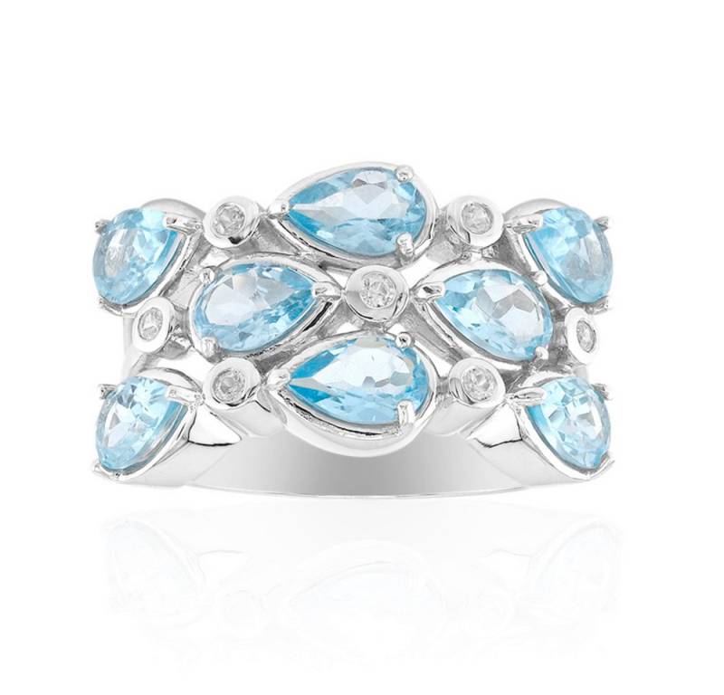 Cavill Silberring Cavill Sterlingsilberring mit blauem Apatit 2,65 ct & Zirkon 0,13 ct (1-tlg) von Cavill