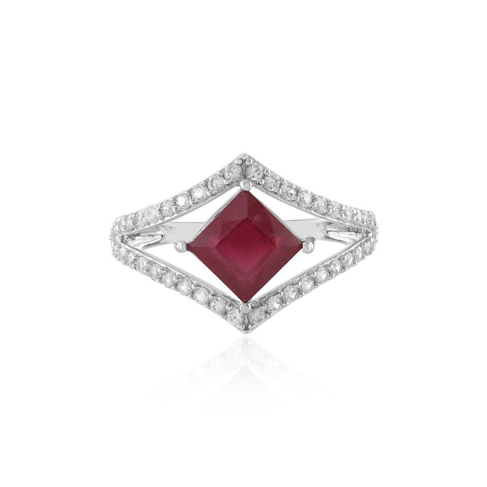 Cavill Silberring Madagaskar-Rubin im Princess-Schliff Plat. Silber Ring, 2,194ct (1-tlg) Cavill Silberring Madagaskar-Rubin im Princess-Schliff Plat. Silber Ring, 2,194ct (1-tlg) von Cavill