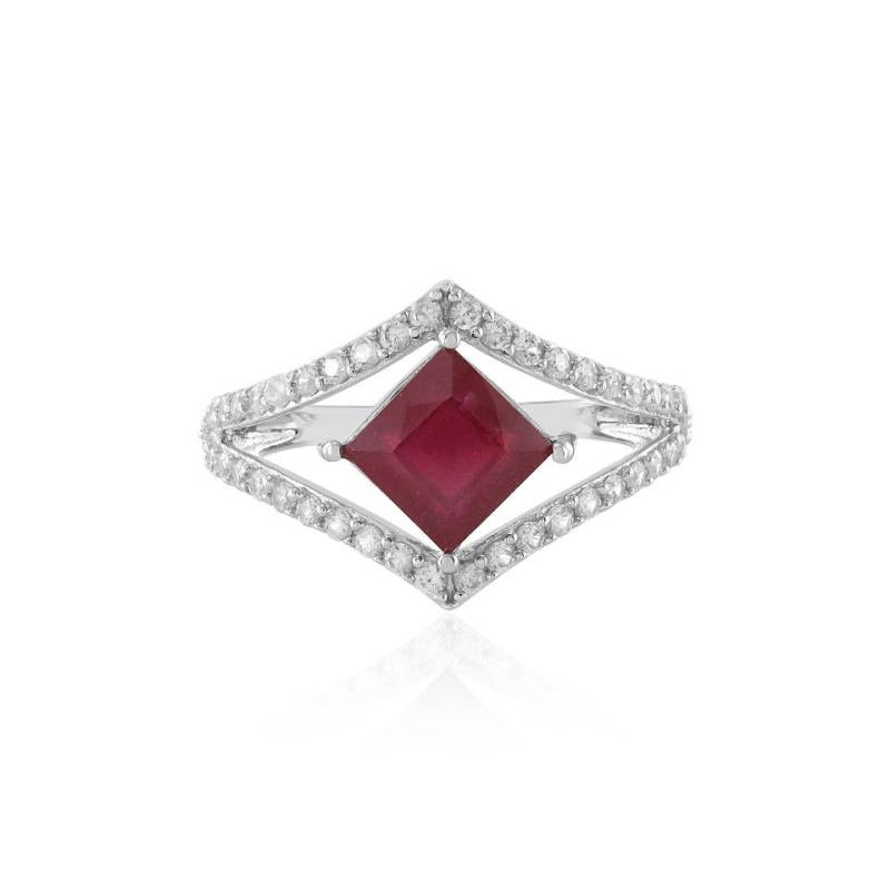 Cavill Silberring Madagaskar-Rubin im Princess-Schliff Plat. Silber Ring, 2,194ct (1-tlg) von Cavill