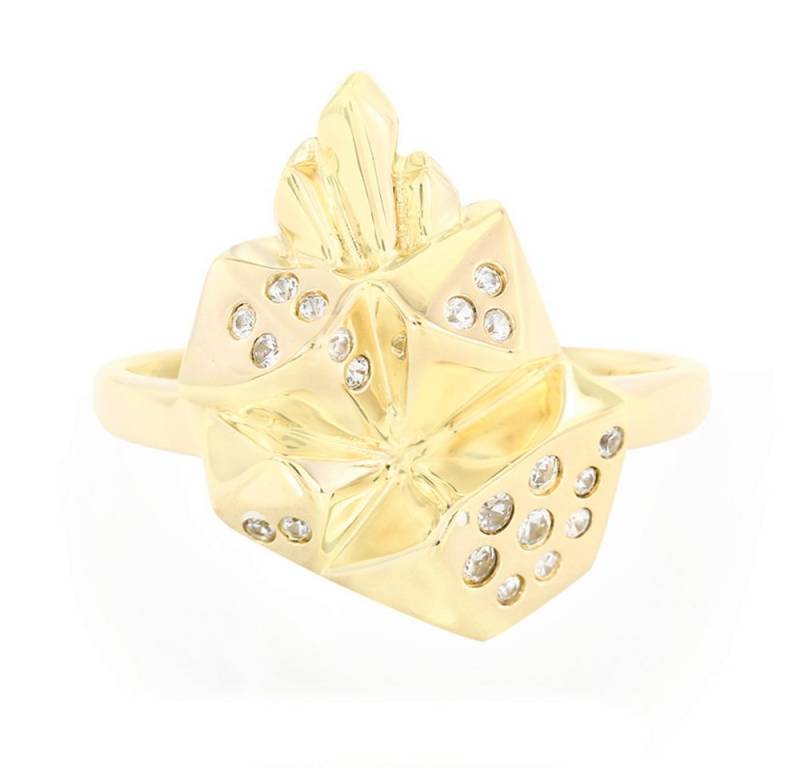 Cavill Silberring Cavill Silberring 0,15 ct Weißer Saphir Gelbvergoldet Damen (1-tlg) von Cavill