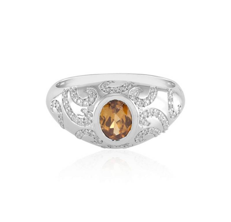 Cavill Silberring Cavill Ring Sterlingsilber platin, 1,45 ct Mandarin-Zirkon, Zirkone (1-tlg) von Cavill