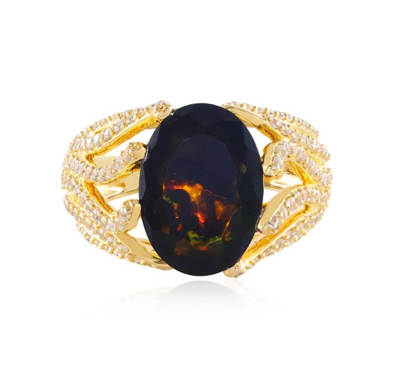 Cavill Silberring Cavill Mezezo-Opal 3,02 ct Ring 925 Silber vergoldet mit Zirkone (1-tlg) von Cavill