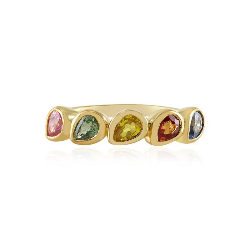 Cavill Silberring Multicolor Saphir Goldplattierter Silberring (1-tlg) von Cavill