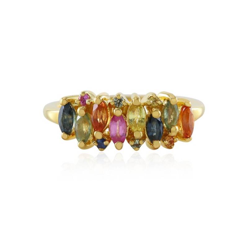 Cavill Silberring Multicolor Saphir Goldplattierter Silberring (1-tlg) von Cavill