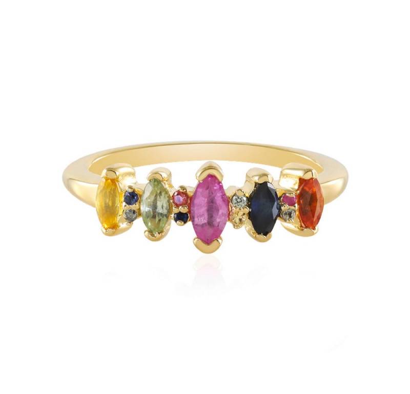 Cavill Silberring Cavill Ring 0,61 ct Saphir mehrfarbig, vergoldetes 925 Silber (1-tlg) von Cavill