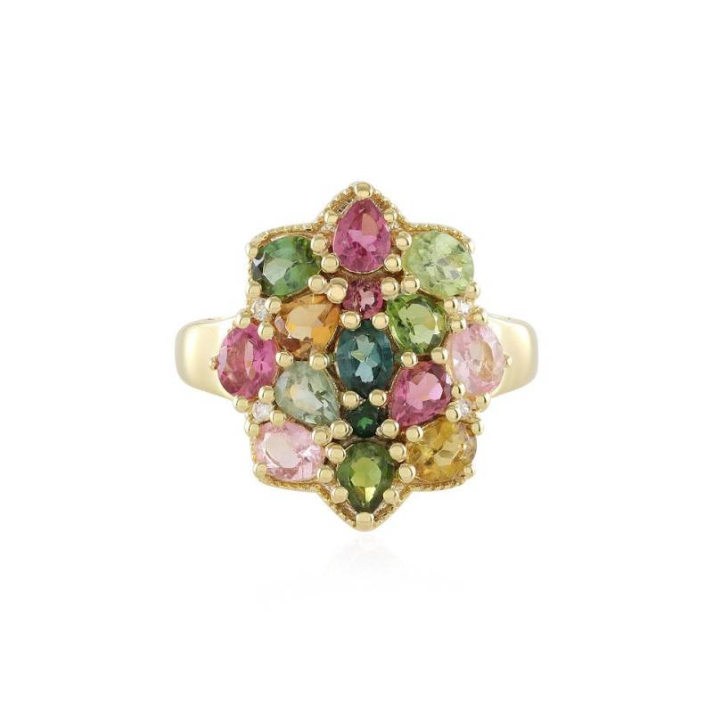 Cavill Silberring Multicolor Turmalin Goldplattierter Silberring (1-tlg) von Cavill