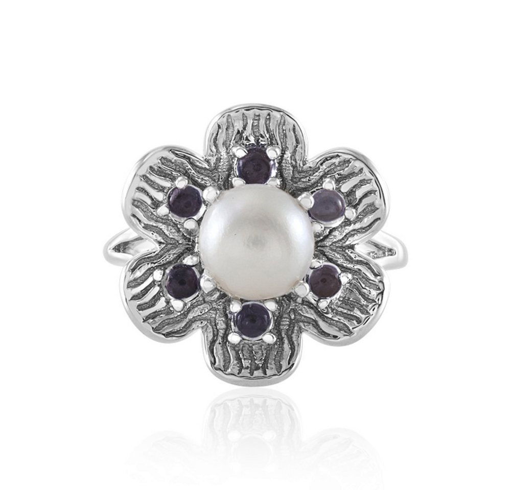 Cavill Perlenring Cavill Silberring mit 7 mm Süßwasserperle & 0,44 ct Tansanit (1-tlg) von Cavill