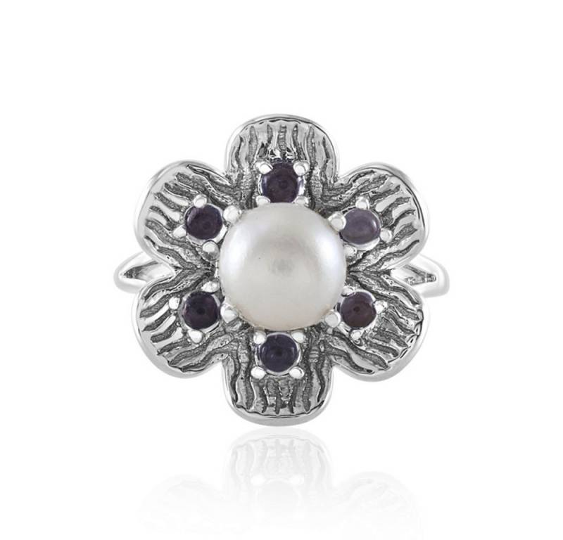 Cavill Perlenring Cavill Silberring mit 7 mm Süßwasserperle & 0,44 ct Tansanit (1-tlg) von Cavill