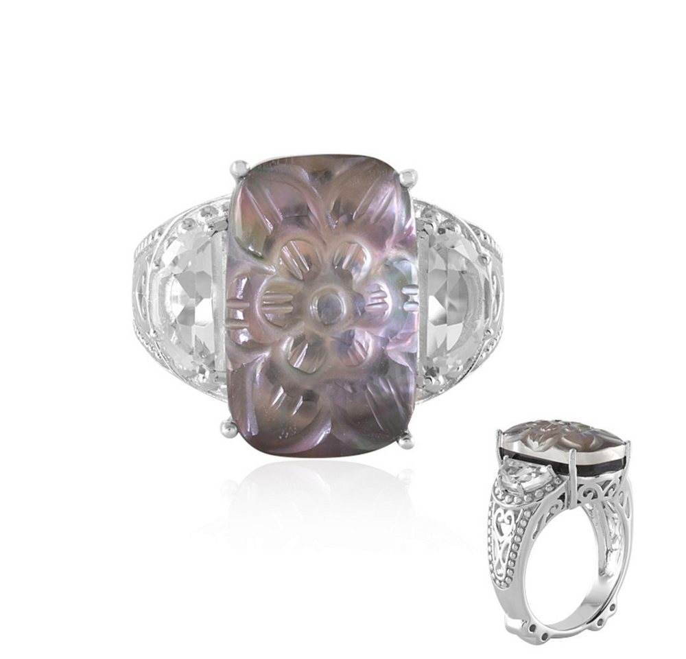 Cavill Silberring Perlmuttring aus 925 Sterling Silber mit Quarz & Topas, lila (1-tlg) von Cavill
