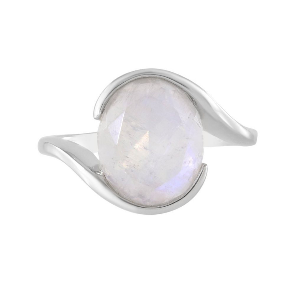 Cavill Solitärring Cavill Silberring 3,82 ct Oval Regenbogenmondstein 925 platiniert (1-tlg) von Cavill