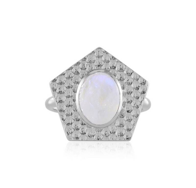 Cavill Solitärring Regenbogen-Mondstein-Sterlingsilberring 1,725 ct platinisiert (1-tlg) von Cavill
