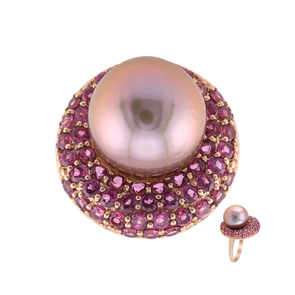 Cavill Perlenring Ring aus rosé-vergoldetem Silber mit lila Ming-Perle, 2,25ct (1-tlg) von Cavill