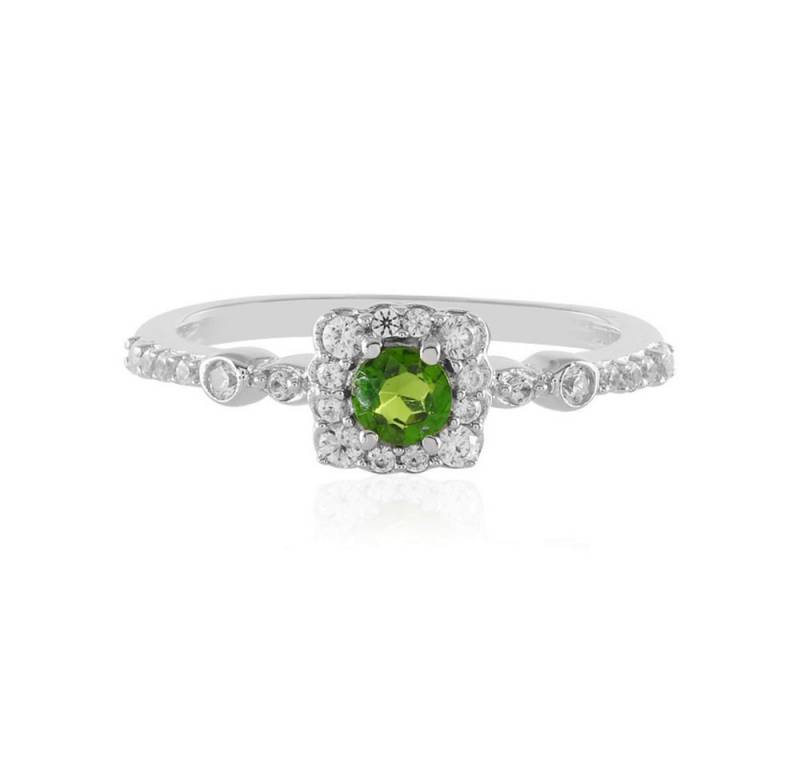Cavill Silberring Cavill Ring Sterlingsilber, 0,185 ct grüner Diopsid, Zirkon, platin (1-tlg) von Cavill