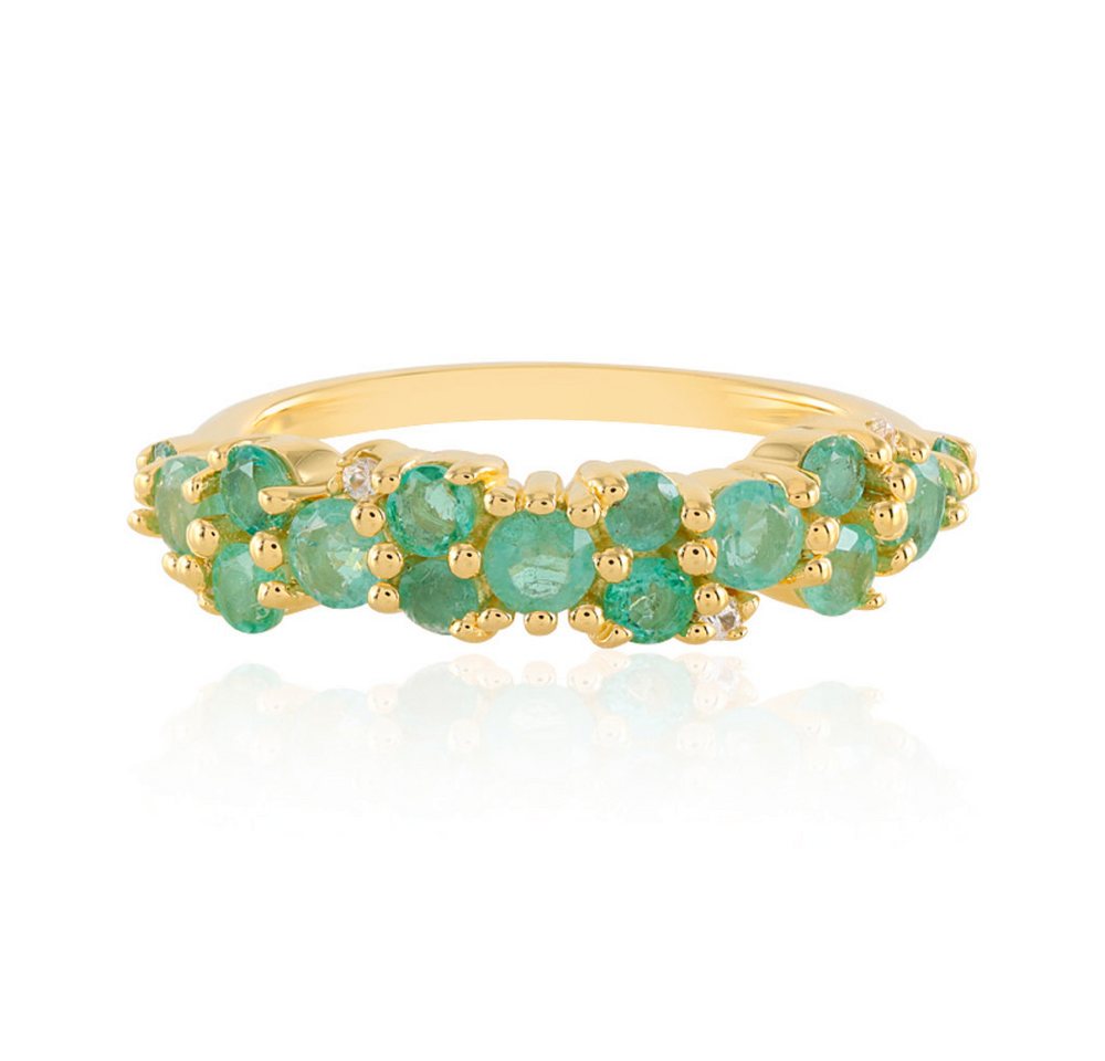 Cavill Silberring Cavill Ring 925er Sterlingsilber vergoldet, 1,14 ct Smaragde grün (1-tlg) von Cavill