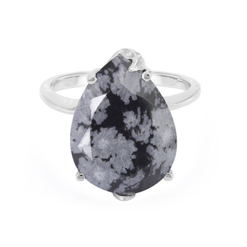 Cavill Silberring Schneeflocken Obsidian & Weißer Topas Silber Ring, 6 ct USA (1-tlg) von Cavill
