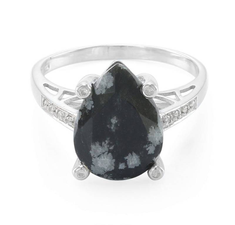 Cavill Silberring Cavill Ring 3,61 ct Obsidian Schneeflocke Sterlingsilber mit Zirkon (1-tlg) von Cavill
