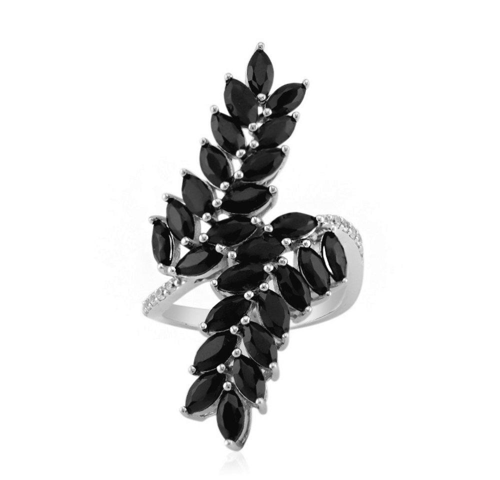 Cavill Silberring Cavill Ring 4,55 ct schwarzer Spinell, Zirkon Marquise, 925 Silber (1-tlg) von Cavill