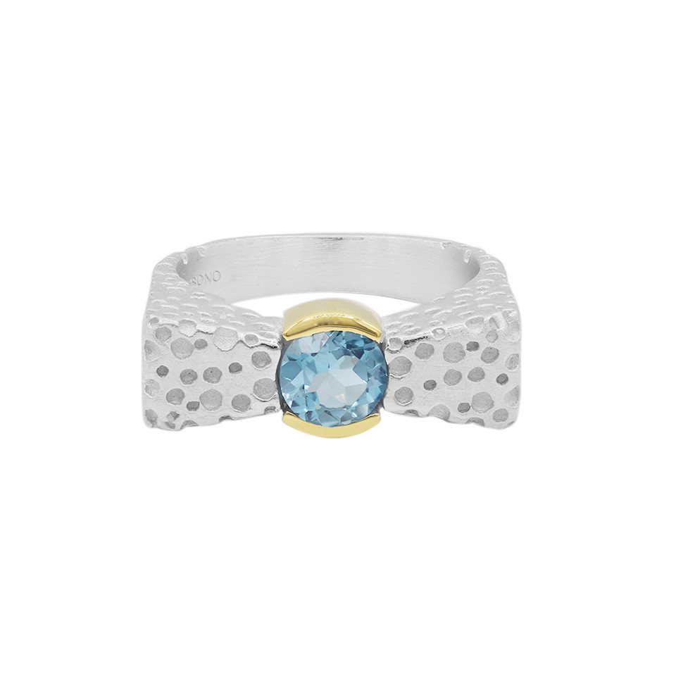 Cavill Silberring Brasilianischer himmelblauer Topas zweifarbiger Silberring (1-tlg) von Cavill