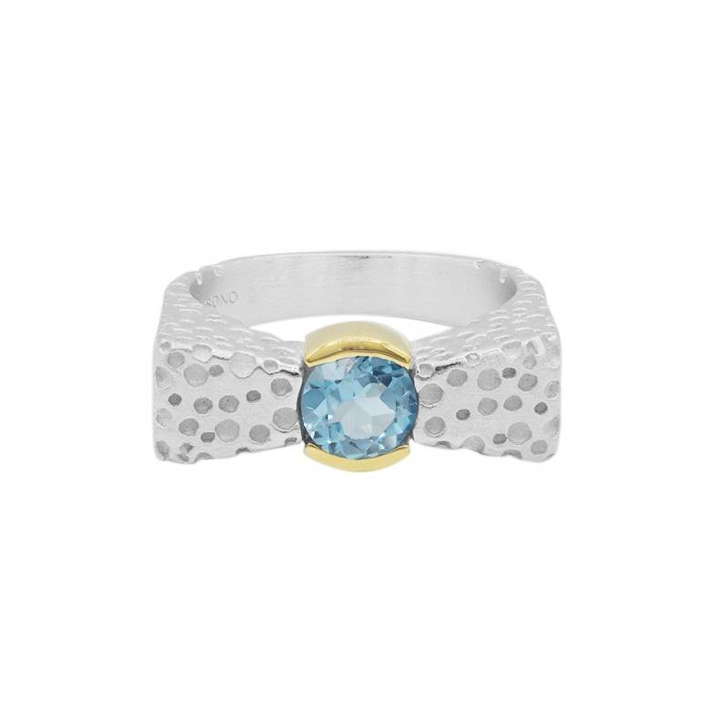 Cavill Silberring Brasilianischer himmelblauer Topas zweifarbiger Silberring (1-tlg) von Cavill