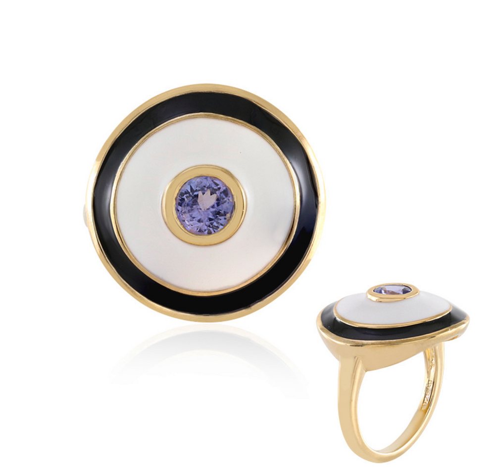 Cavill Silberring Tansanit Ring 0,46 ct, vergoldet, 925 Sterling Silber, Emaille (1-tlg) von Cavill