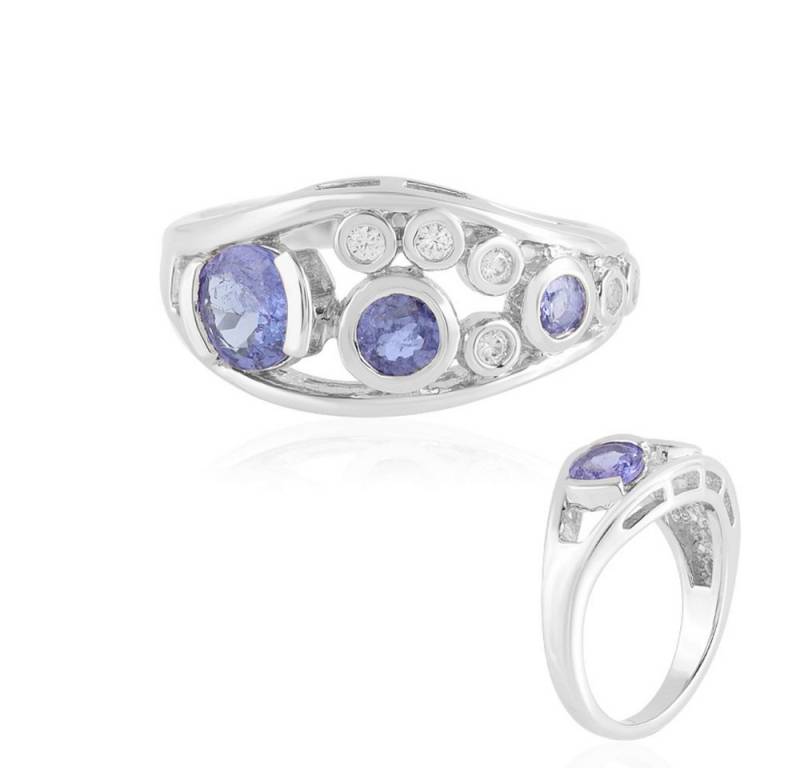 Cavill Silberring Tansanit Silberring 1,50 ct, platinisiert, rund, Damen Schmuck (1-tlg) von Cavill