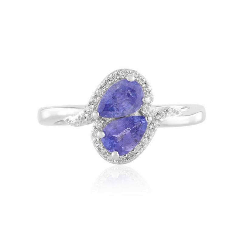 Cavill Silberring Tansanit-Silberring 1,10 ct, 925 Silber platin., Zirkon blau Damen (1-tlg) von Cavill