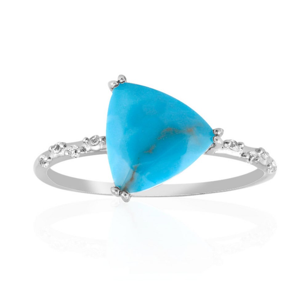 Cavill Silberring Cavill Ring, 1,20 ct Türkis, 8 Zirkone, platinierter Silberring Damen (1-tlg) von Cavill