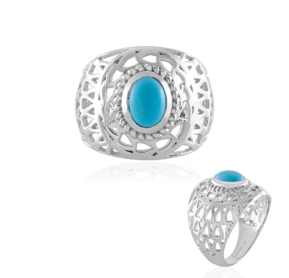 Cavill Solitärring Türkis-Silberring 1,018 ct Ovaler Cabochon, 925 Sterling Silber platin (1-tlg) von Cavill