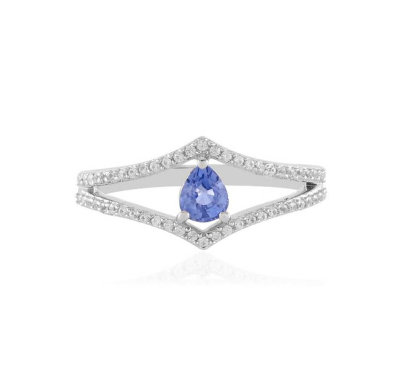 Cavill Silberring Cavill Ring mit 0,36 ct blauem Ceylon-Saphir, 54 Zirkone, Silber (1-tlg) von Cavill