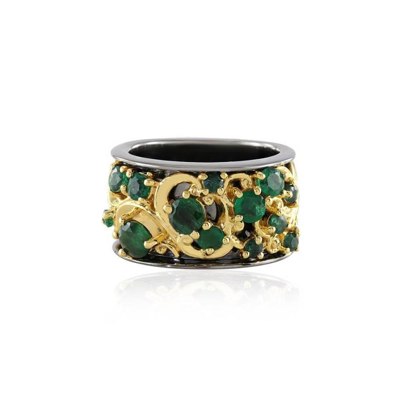 J Classics Silberring Zilveren ring met een Zambia-smaragd (Gems en Vogue) (1-tlg) von J Classics