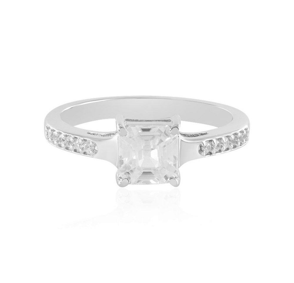 Cavill Silberring Silberring, 1,45 ct Zirkon Oktagon-Asscher, 0,14 ct Pavé, platin (1-tlg) von Cavill