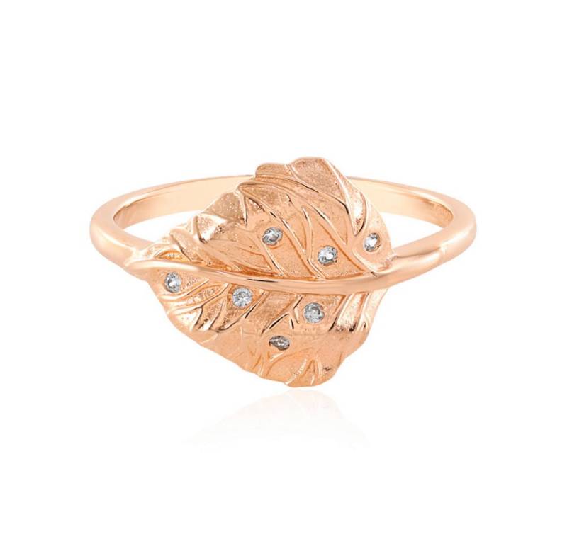 Cavill Silberring Zirkonring Damen 7x0,083 ct, 925 Silber Roségold, Blattmuster (1-tlg) von Cavill