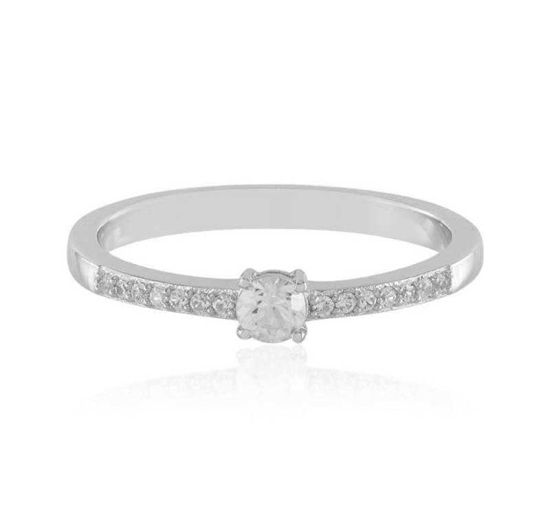 Cavill Silberring Cavill Zirkon Ring 0,38 ct Rundschliff 925er Silber platiniert (1-tlg) von Cavill