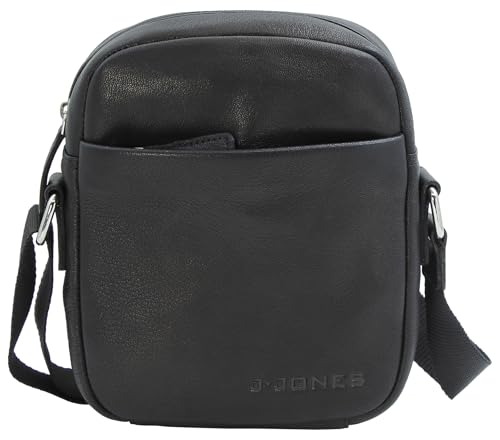 J JONES - Herren Leder Umhängetasche Kleine Schultertasche für Männer crossover Messenger Bag Crossbody Bag Schwarz von J JONES JENNIFER JONES