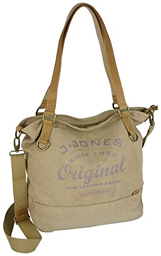 JENNIFER JONES - Große Damen Handtasche aus Canvas und Echtleder - Vintage Look - Casual Schultertasche - Umhängetasche von J JONES JENNIFER JONES